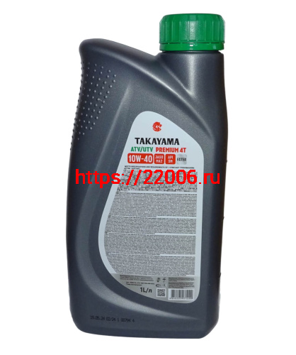 Масло TAKAYAMA PREMIUM,  4T 10W40  ATV/UTV SL MA-2  п/синт, 1 литр  6056116 фото 2