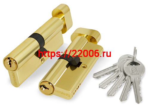 Цилиндровый Fuaro (Фуаро) механизм (100 ZM/70) 1000ZMKnob70(30+10+30) PB латунь 5Key с вертушкой