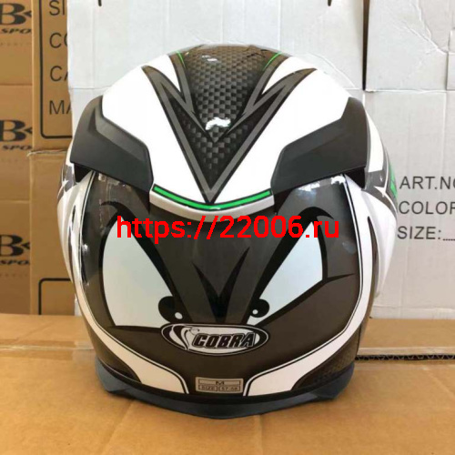 Шлем интеграл COBRA JK311, белый с черным и зеленым(9), размеры L фото 3