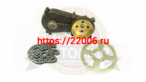 Редуктор двигателя SPRINT TREK 50 длинный  (3 к 1, + звезда 54 T8F,  + цепь 116 T8F в компл) (НАБОР)
