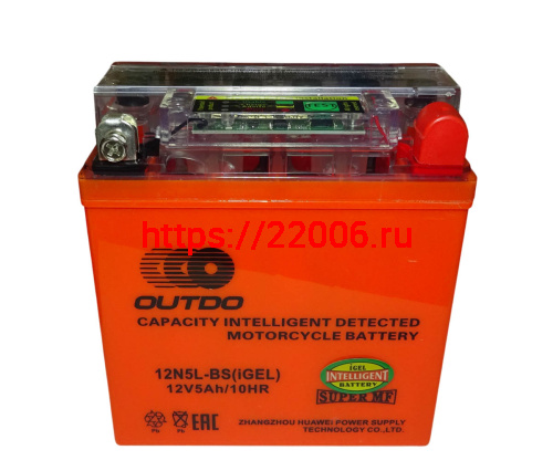 Аккумулятор 12В  5 А/ч  12N5L-BS iGEL, OUTDO  (120х61х129) обратная пол., для Альфы фото 2