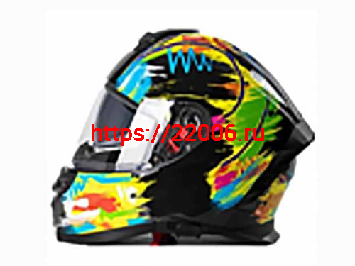 Мотошлем VIRTUE MD-820 закрытый с визором черный с разноцветным рисунком (XS)