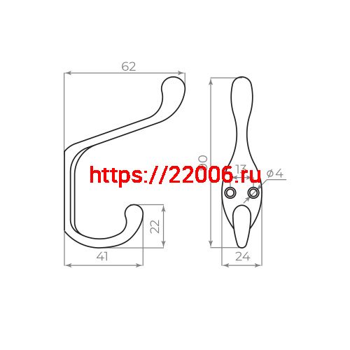 Крючок Ajax (Аякс) настенный MB-K-005 CP хром фото 2 Крючок Ajax (Аякс) настенный MB-K-005 CP хром фото 2