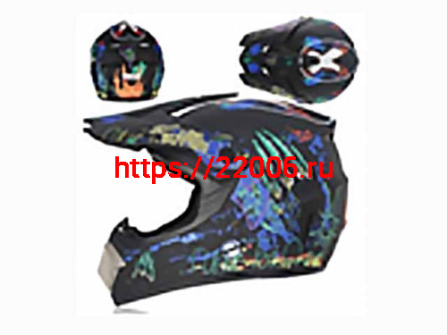 Мотошлем VIRTUE MD-905 Кросс черный матовый с синим граффити (S)