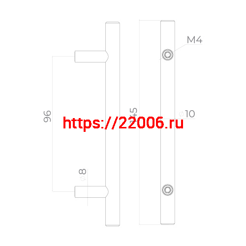 Ручка-рейлинг Ajax (Аякс) мебельная MB-H-005-96 мм SS нерж. фото 3