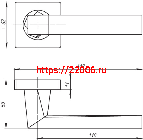 Ручка Armadillo (Армадилло) раздельная K.SQ52.CORSICA (CORSICA SQ003) SN-3 матовый никель фото 4