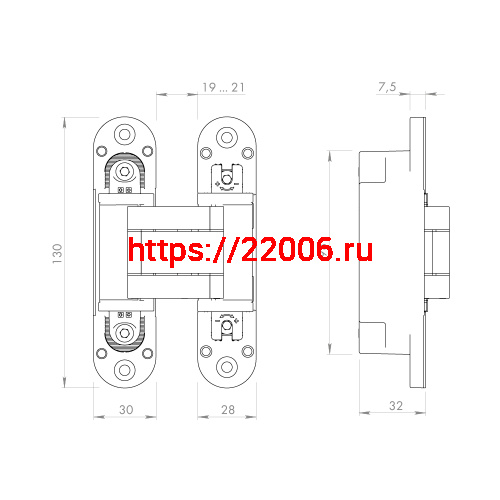 Петля Armadillo (Армадилло) скрытой установки U3D5000.VPG SC мат.хром TECH фото 2