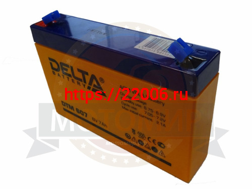 Аккумулятор  6В   7 А/ч, кислотный AGM ( Delta DTM 607)  для электро машинок (151*34*100) (НАБОР)