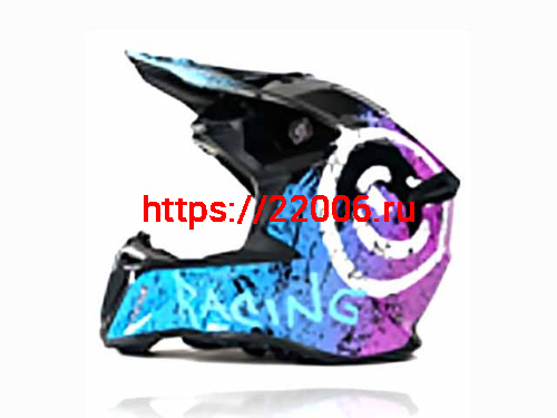 Мотошлем VIRTUE MD-902 Кросс черный с голубо-фиолетовым граффити (L)