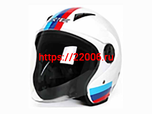 Мотошлем VIRTUE MD-207 открытый белый с цветными полосками (M) Мотошлем VIRTUE MD-207 открытый белый с цветными полосками (M)