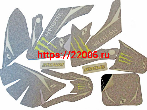 Комплект наклеек на кроссовый мотоцикл CRF50 Monster 3 Комплект наклеек на кроссовый мотоцикл CRF50 Monster 3