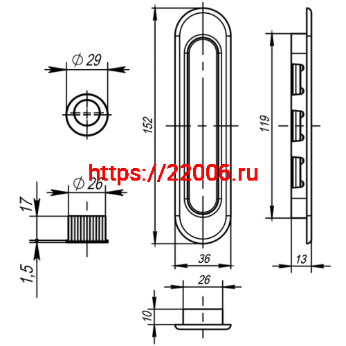 Ручка Armadillo (Армадилло) для раздвижных дверей SH.LD152.010 (SH010) SG-1 матовое золото фото 4